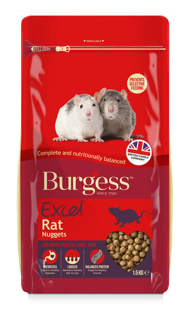 Burgess pašaras žiurkėms Excel Rat Nuggets, 1,5 kg цена и информация | Graužikų ir triušių maistas | pigu.lt