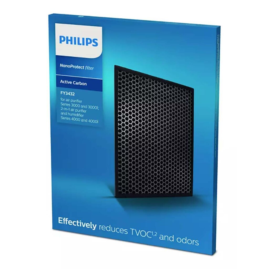 Oro valytuvo anglies filtras Philips FY3432/10 NanoProtect Active Carbon kaina ir informacija | Oro reguliavimo įrangos priedai | pigu.lt