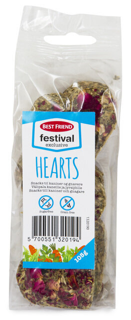 Užkandis griaužikams Best Friend Festival Exclusive Hearts, 105 g kaina ir informacija | Graužikų ir triušių maistas | pigu.lt