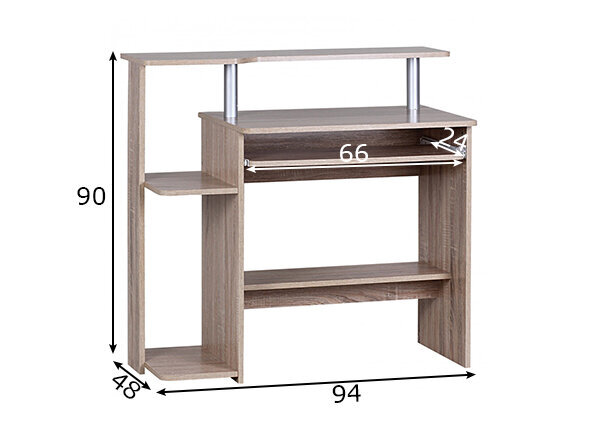 Kompiuterinis stalas Dennis, rudas цена и информация | Kompiuteriniai, rašomieji stalai | pigu.lt