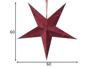 Звезда Бархат 60 см, красная цена и информация | Рождественские украшения | pigu.lt