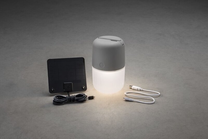 Konstsmide Solarlamp Assisi USB, tamsiai-pilka kaina ir informacija | Lauko šviestuvai | pigu.lt