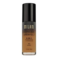 Makiažo pagrindas Milani Conceal + Perfect 2-in-1 Foundation + Concealer 11 Amber, 30 ml цена и информация | Пудры, базы под макияж | pigu.lt
