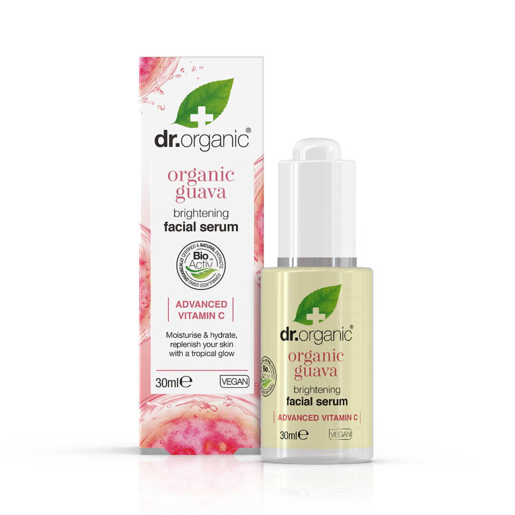 Skaistinamasis veido serumas Dr. Organic Organic Guava Brightening Facial Serum, 30 ml kaina ir informacija | Veido aliejai, serumai | pigu.lt