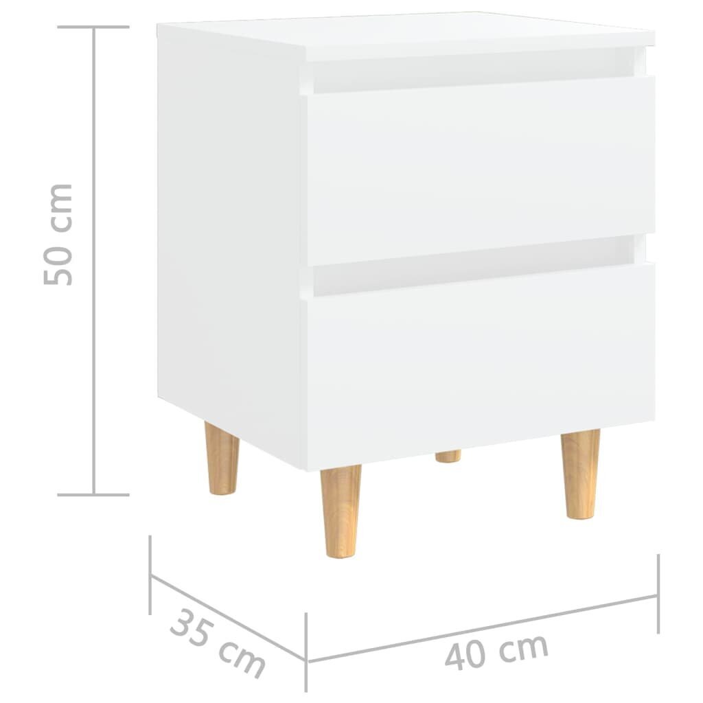 Naktinės spintelės su kojelėmis, 2vnt., 40x35x50cm, baltos kaina ir informacija | Spintelės prie lovos | pigu.lt