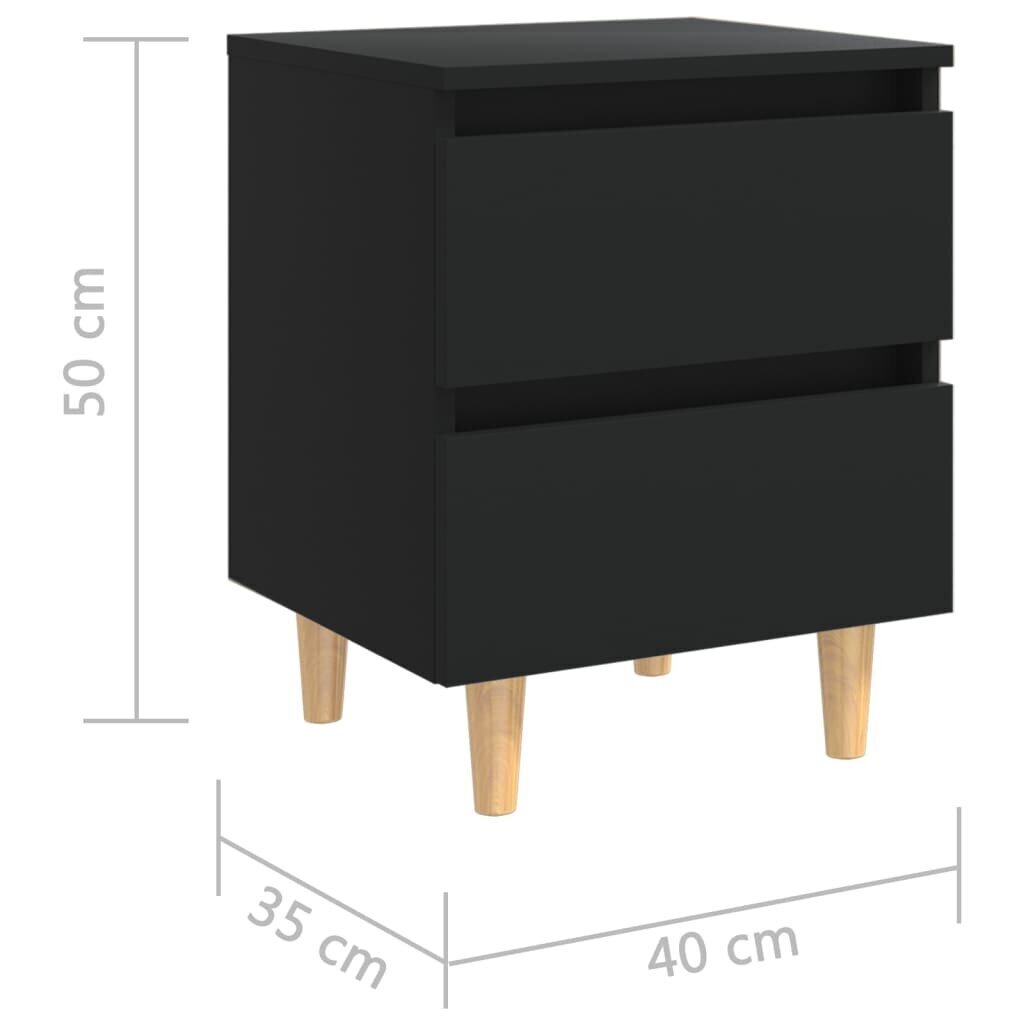 Naktinės spintelės su kojelėmis, 2vnt., 40x35x50cm, juodos kaina ir informacija | Spintelės prie lovos | pigu.lt
