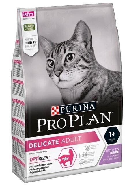 Purina Pro Plan Delicate Adult suaugusioms katėms su kalakutiena, 3 kg kaina ir informacija | Sausas maistas katėms | pigu.lt