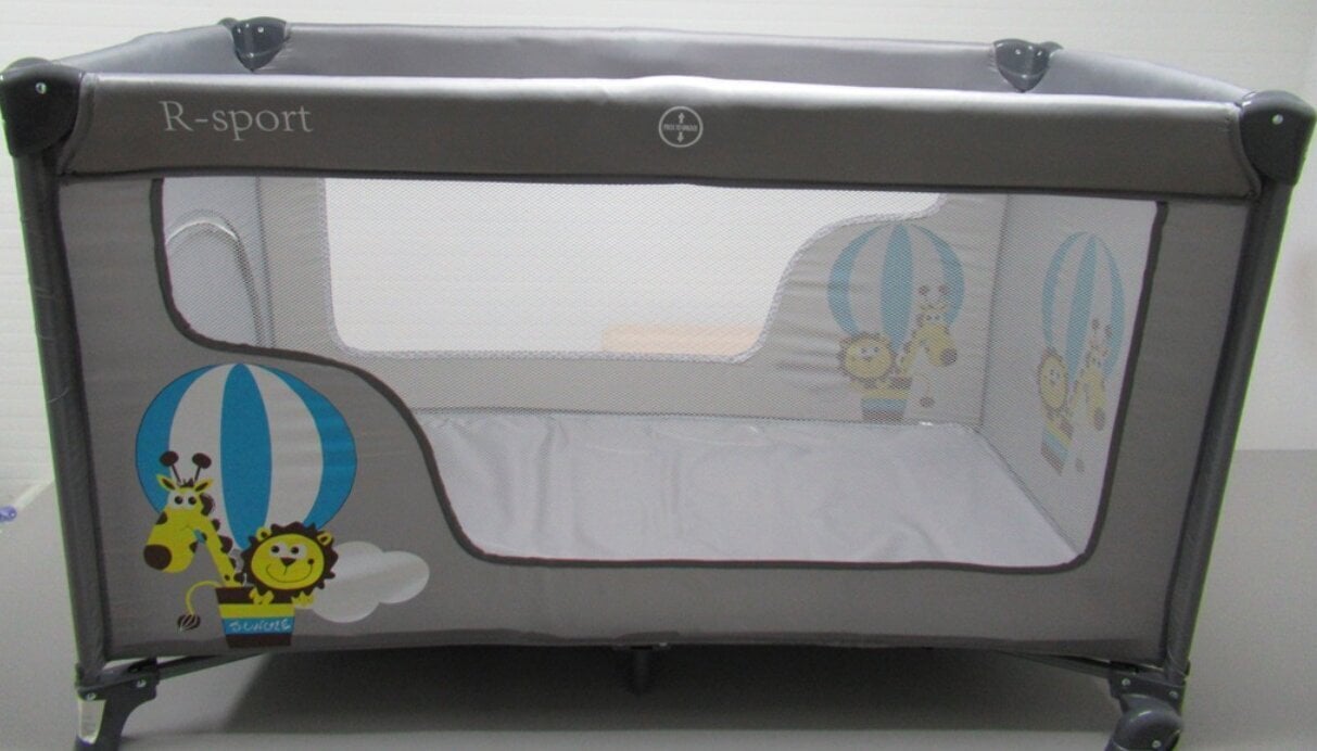 Kelioninė lovytė - maniežas 120x60cm, pilkas цена и информация | Maniežai vaikams | pigu.lt