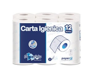 Туалетная бумага PAPERBLU Carta Igiencia, 2-слойная, 12 рулонов цена и информация | Туалетная бумага, бумажные полотенца | pigu.lt