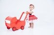 Medinis lėlių vežimas, raudonas, 3 m.+ kaina ir informacija | Žaislai mergaitėms | pigu.lt