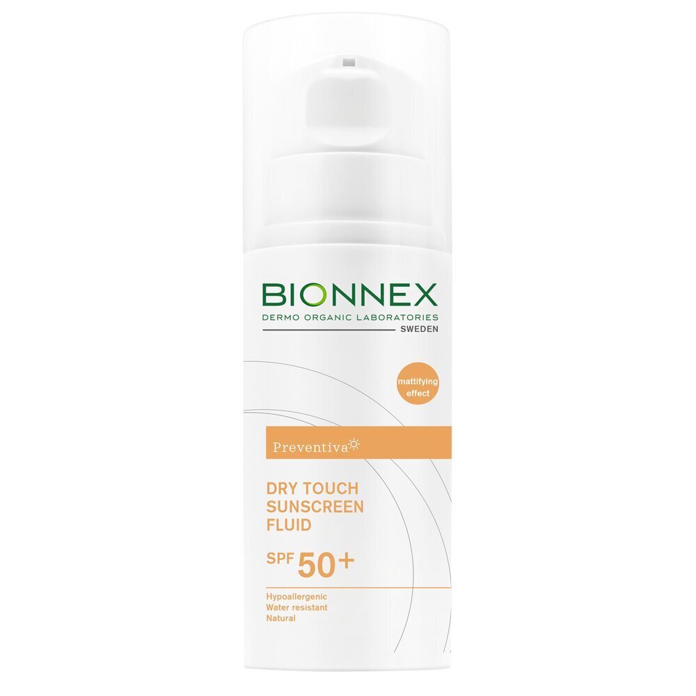 Apsauginis veido fluidas nuo saulės Bionnex Preventiva Dry Touch SPF 50+, 50 ml kaina ir informacija | Kremai nuo saulės | pigu.lt