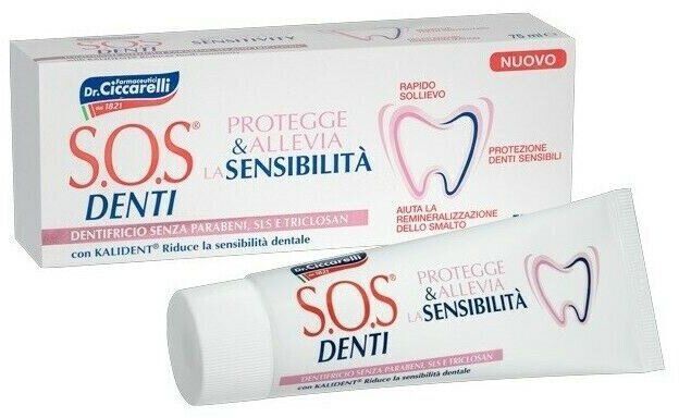 Dantų pasta jautriems dantims Ciccarelli SOS Denti, 75 ml цена и информация | Dantų šepetėliai, pastos | pigu.lt