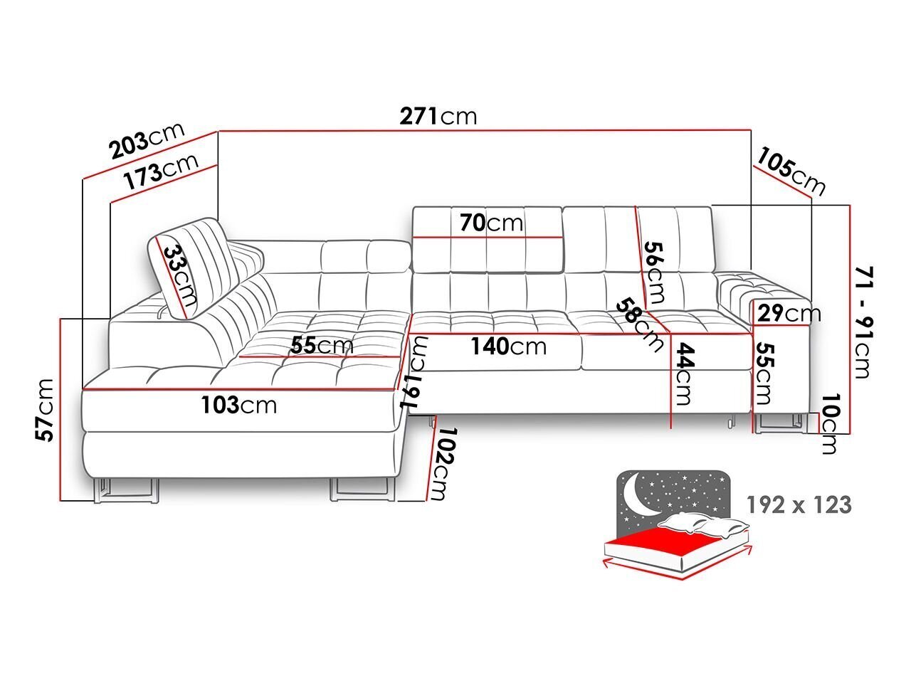 Kampinė sofa-lova Laris kaina ir informacija | Minkšti kampai | pigu.lt