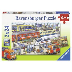 Dėlionės Ravensburger Busy Train Station, 2x24 d. kaina ir informacija | Dėlionės (puzzle) | pigu.lt