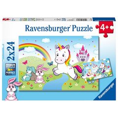 Ravensburger galvosūkis 2x24 vnt Vienaragis kaina ir informacija | Dėlionės (puzzle) | pigu.lt