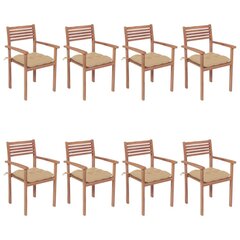 Sudedamos sodo kėdės su pagalvėlėmis, 8vnt. kaina ir informacija | Lauko kėdės, foteliai, pufai | pigu.lt