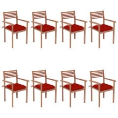 Sudedamos sodo kėdės su pagalvėlėmis, 8vnt. kaina ir informacija | Lauko kėdės, foteliai, pufai | pigu.lt