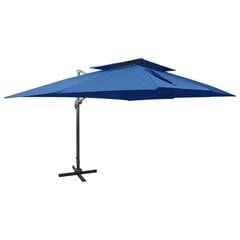 Gembinis skėtis su dvigubu viršumi, 400x300 cm, mėlynas цена и информация | Зонты, маркизы, стойки | pigu.lt