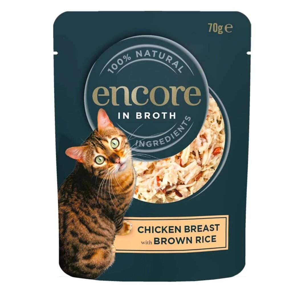 Encore suaugusioms katėms su vištienos krutinėle ir rudaisiais ryžiais, 70 g kaina ir informacija | Skanėstai katėms | pigu.lt