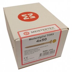 Medsraigčiai Meistertex torx 4 x 50 geltoni, įleidžiama galva, 500 vnt. цена и информация | Крепежные изделия | pigu.lt