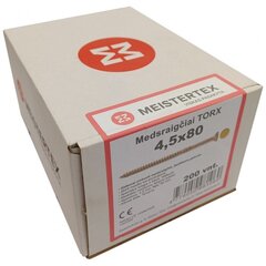 Medsraigčiai Meistertex torx 4,5 x 80 geltoni, įleidžiama galva, 200 vnt. цена и информация | Крепежные изделия | pigu.lt