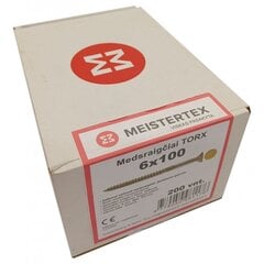 Medsraigčiai Meistertex torx 6 x 100 geltoni, įl. galva 200 vnt. kaina ir informacija | Tvirtinimo detalės | pigu.lt