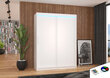 Spinta su LED apšvietimu ADRK Furniture Denver, balta kaina ir informacija | Spintos | pigu.lt