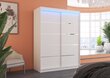 Spinta su LED apšvietimu ADRK Furniture Luft, balta kaina ir informacija | Spintos | pigu.lt
