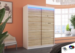 Spinta su LED apšvietimu ADRK Furniture Luft, balta/ąžuolo spalvos цена и информация | Шкафы | pigu.lt