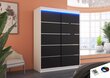 Spinta su LED apšvietimu ADRK Furniture Luft, balta/juoda kaina ir informacija | Spintos | pigu.lt