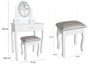 Туалетный столик со стулом и светодиодной подсветкой Sophia, белый цена и информация | Туалетные столики | pigu.lt