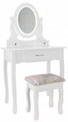 Kosmetinis staliukas su kėdute ir LED apšvietimu Sophia, baltas kaina ir informacija | Kosmetiniai staliukai | pigu.lt