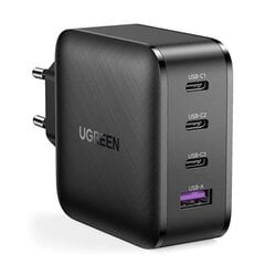 Быстрое настенное зарядное устройство Ugreen PPS 65W USB / 3x USB Type C Quick Charge 3.0 Power Delivery SCP FCP AFC (нитрид галлия), черное (CD224 70774) цена и информация | Зарядные устройства для телефонов | pigu.lt