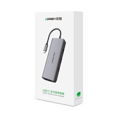 UGREEN 10in1 Adapter USB-C to HDMI 4K, 3x USB 3.0, Type-C, RJ45, SD, Micro SD, AUX (grey) цена и информация | Кабели для телефонов | pigu.lt