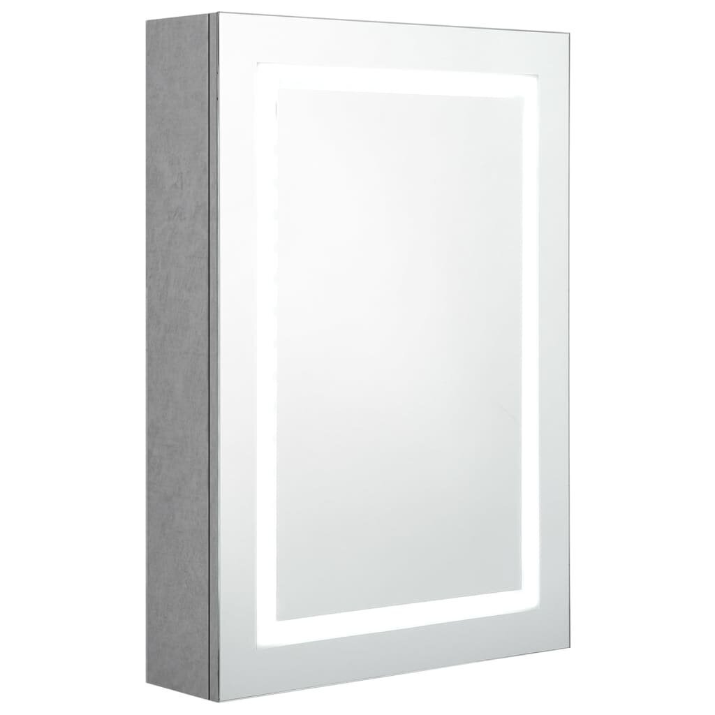 Veidrodinė vonios spintelė su LED, 50x13x70cm, betono pilka цена и информация | Vonios spintelės | pigu.lt