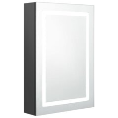 Veidrodinė vonios spintelė su LED apšvietimu, 50x13x70cm, pilka цена и информация | Шкафчики для ванной | pigu.lt