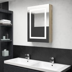 Veidrodinė vonios spintelė su LED, 50x13x70cm, ąžuolo цена и информация | Шкафчики для ванной | pigu.lt