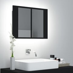 Veidrodinė vonios spintelė su LED apšvietimu, 60x12x45cm, juoda цена и информация | Шкафчики для ванной | pigu.lt