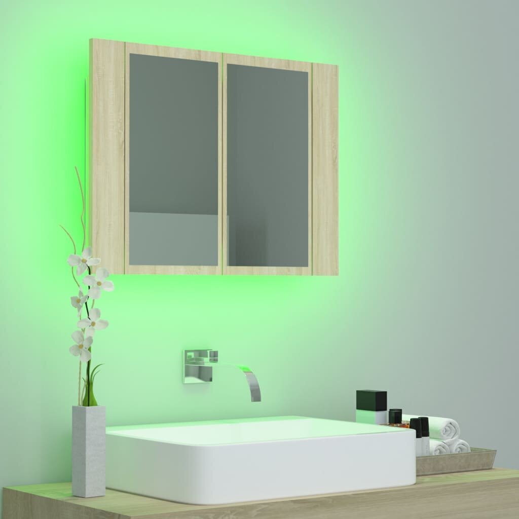 Vonios spintelė vidaXL LED 60, ruda kaina ir informacija | Vonios spintelės | pigu.lt
