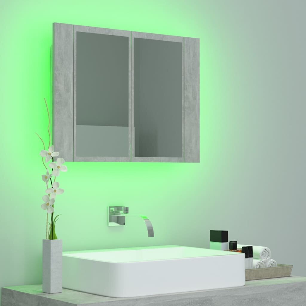 Vonios spintelė vidaXL LED 60, pilka kaina ir informacija | Vonios spintelės | pigu.lt