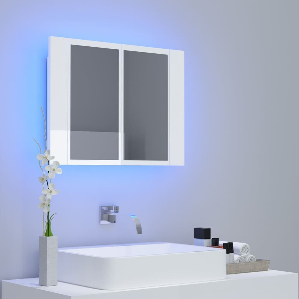 Vonios spintelė vidaXL LED 60, balta kaina ir informacija | Vonios spintelės | pigu.lt