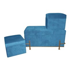 Банкетка DKD Home Decor Поролон Синий Металл полиэстер Велюр Деревянный MDF (83 x 43 x 42 cm) цена и информация | Кресла-мешки и пуфы | pigu.lt