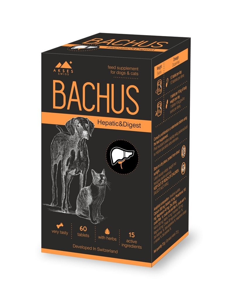 Pašaro papildas Bachus Hepatic& Digest, 60 tabl. цена и информация | Vitaminai, papildai, antiparazitinės priemonės šunims | pigu.lt