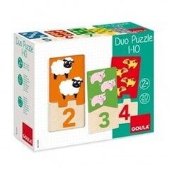 Medinė skaičių dėlionė Duo Puzzle 1-10, 20d. Goula 53329 kaina ir informacija | Dėlionės (puzzle) | pigu.lt