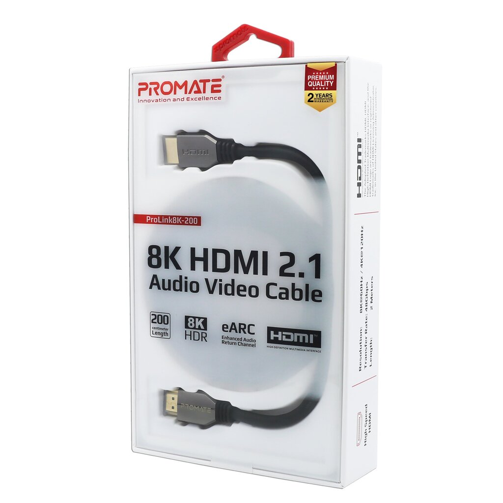 Promate, HDR/HDMI, 2m kaina ir informacija | Kabeliai ir laidai | pigu.lt