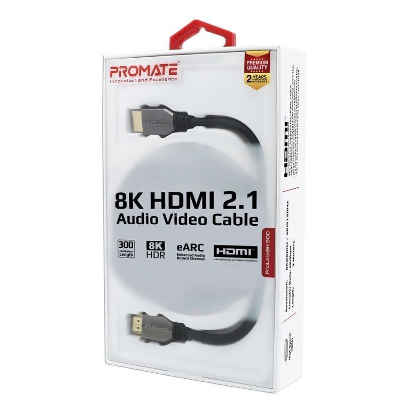 Promate, HDR/HDMI, 3 m kaina ir informacija | Kabeliai ir laidai | pigu.lt