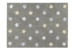 Skalbiamas medvilninis kilimas Tricolor Stars Grey-Blue 120x160cm kaina ir informacija | Kilimai | pigu.lt