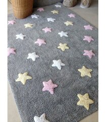 Skalbiamas medvilninis kilimas Tricolor Stars Grey-Pink 120x160cm kaina ir informacija | Kilimai | pigu.lt
