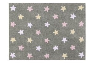 Skalbiamas medvilninis kilimas Tricolor Stars Grey-Pink 120x160cm kaina ir informacija | Kilimai | pigu.lt