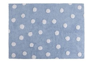 Skalbiamas medvilninis kilimas Polka Dots Blue-White 120x160cm kaina ir informacija | Kilimai | pigu.lt